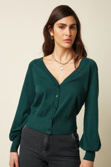 Cardi V Raglan Cocoon - Pine Green