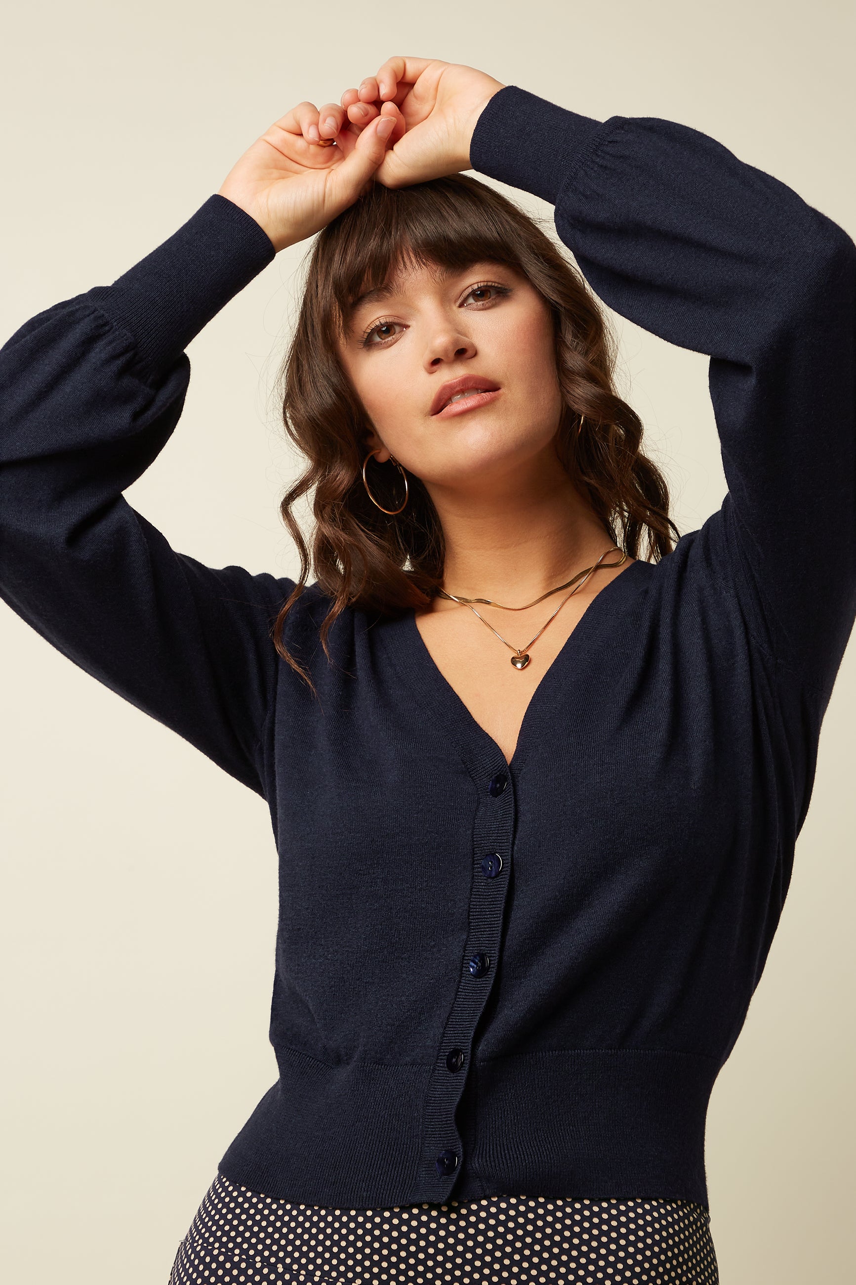 Cardi V Raglan Cocoon - Blue