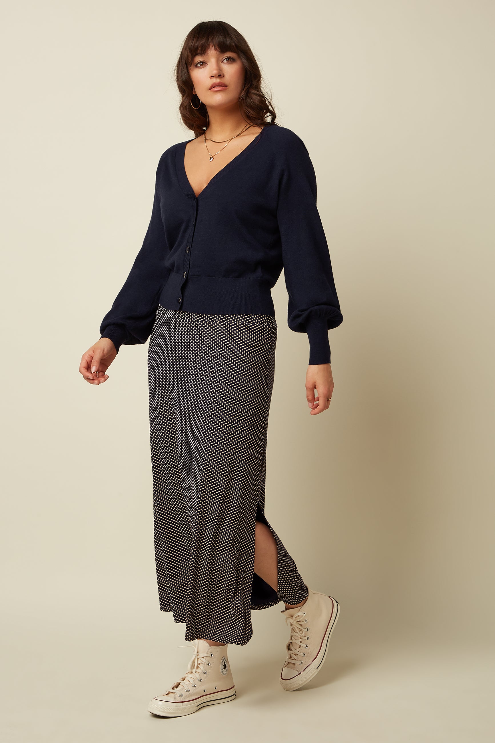 Cardi V Raglan Cocoon - Blue