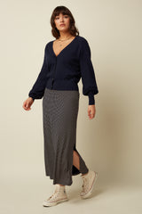 Cardi V Raglan Cocoon - Blue