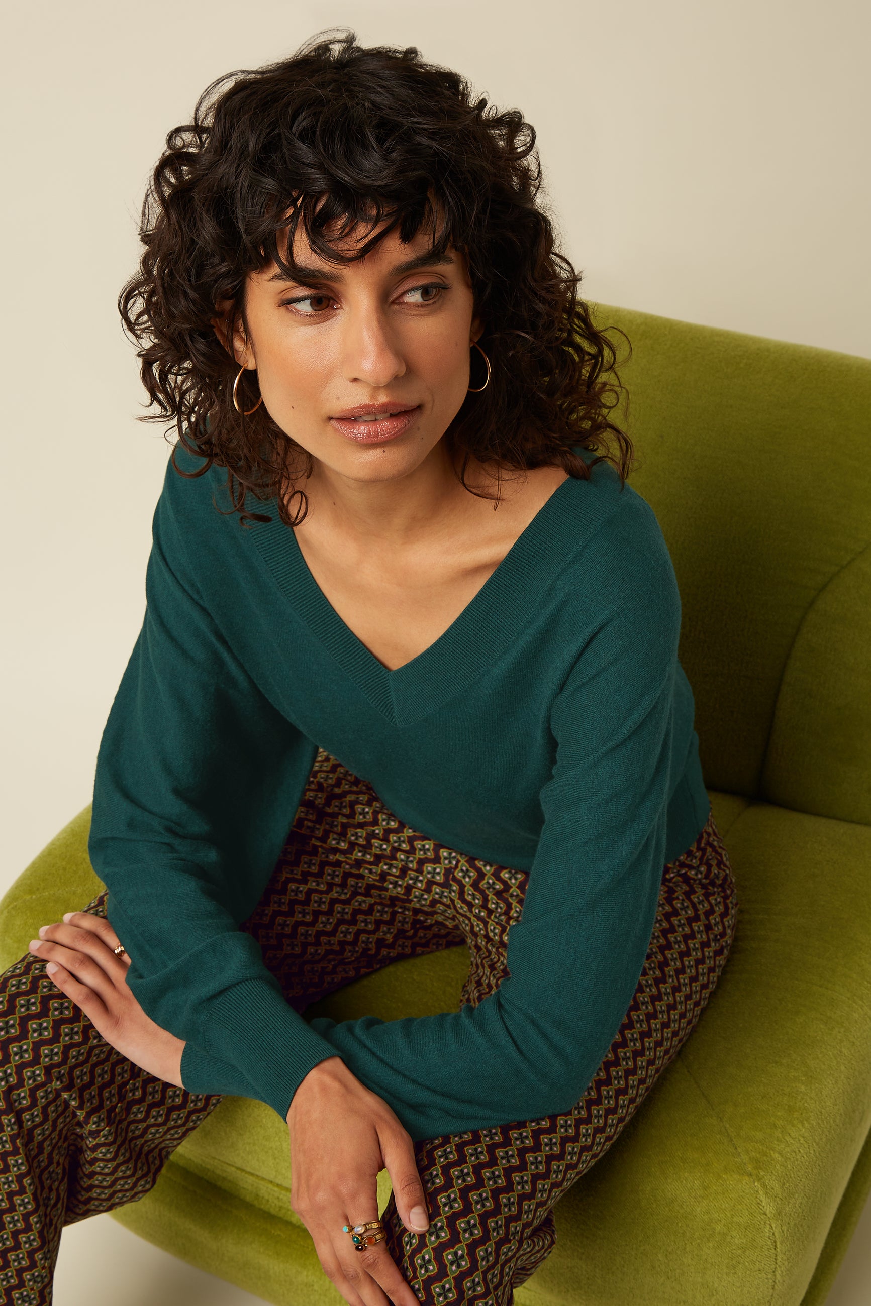 Mauve V Top Cocoon - Pine Green