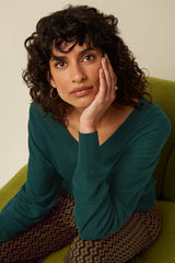 Mauve V Top Cocoon - Pine Green