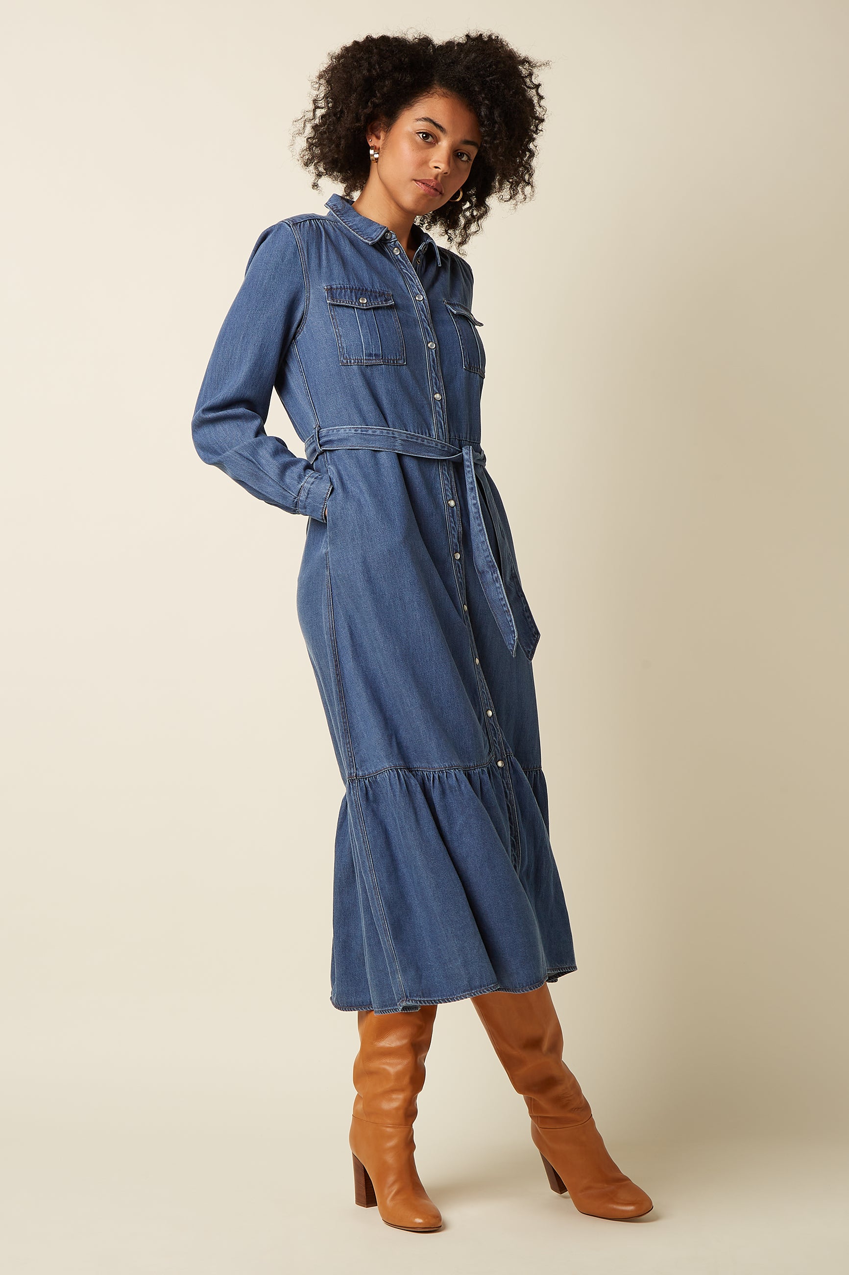 Olive Ruffle Dress Monrose - Denim Blue