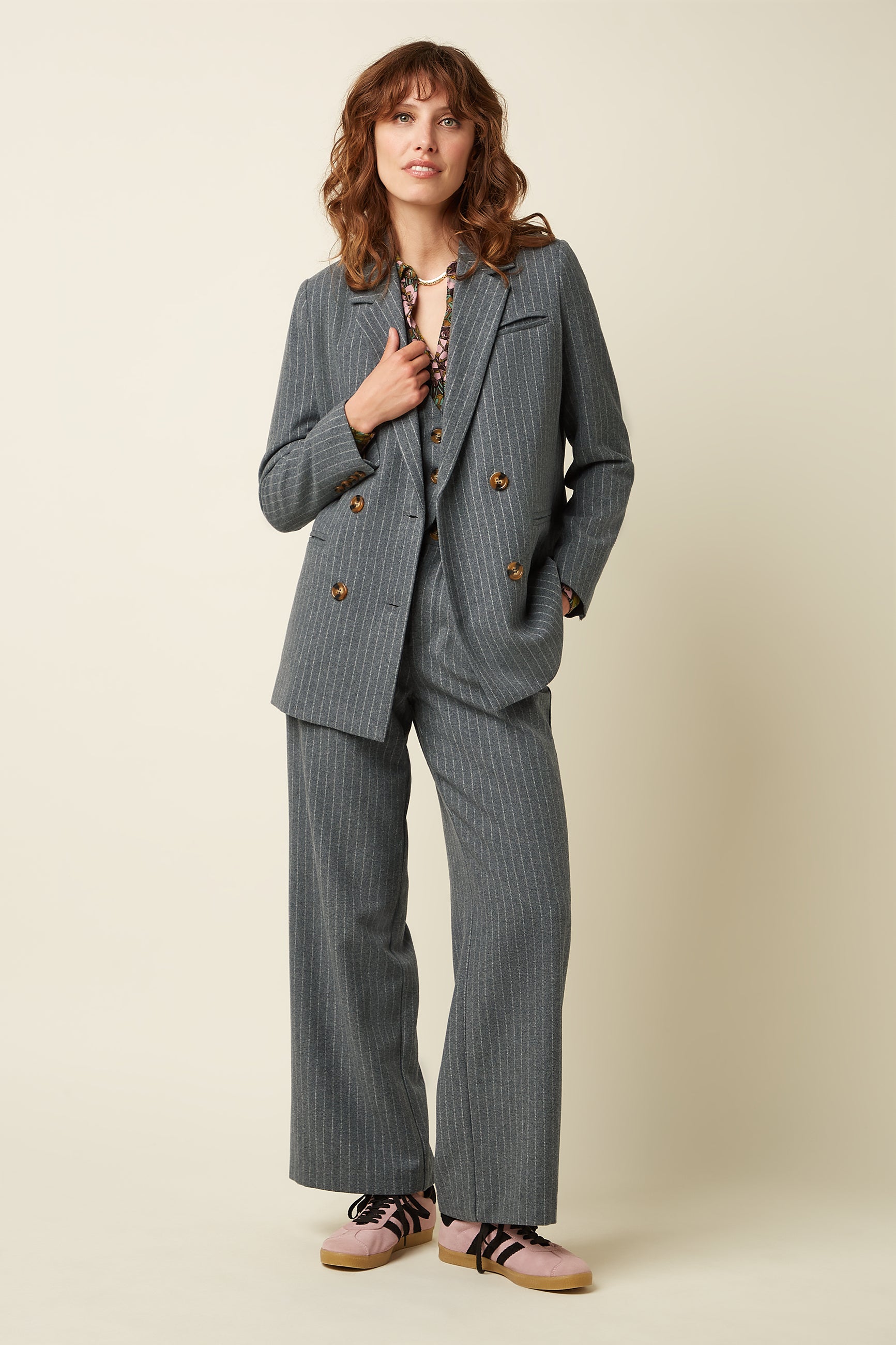 Lea BLazer Brando Stripe - Grey Melange