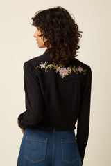 Western Blouse Rosetta Embroidery - Black