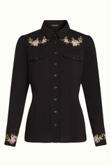 Western Blouse Rosetta Embroidery - Black