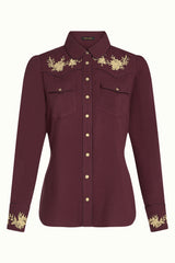 Western Blouse Rosetta Embroidery - Porto Red