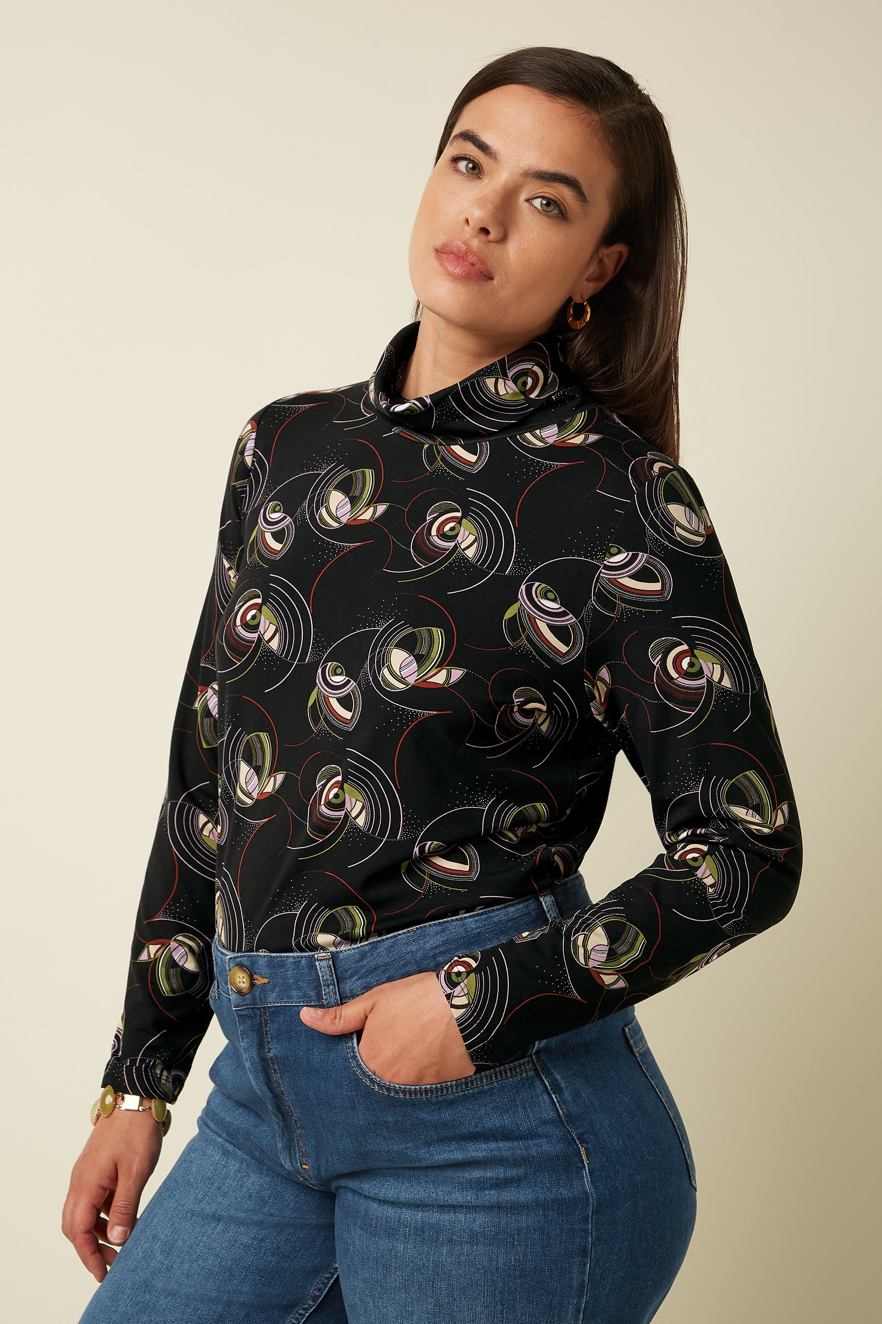 Rollneck Top Dolly - Black