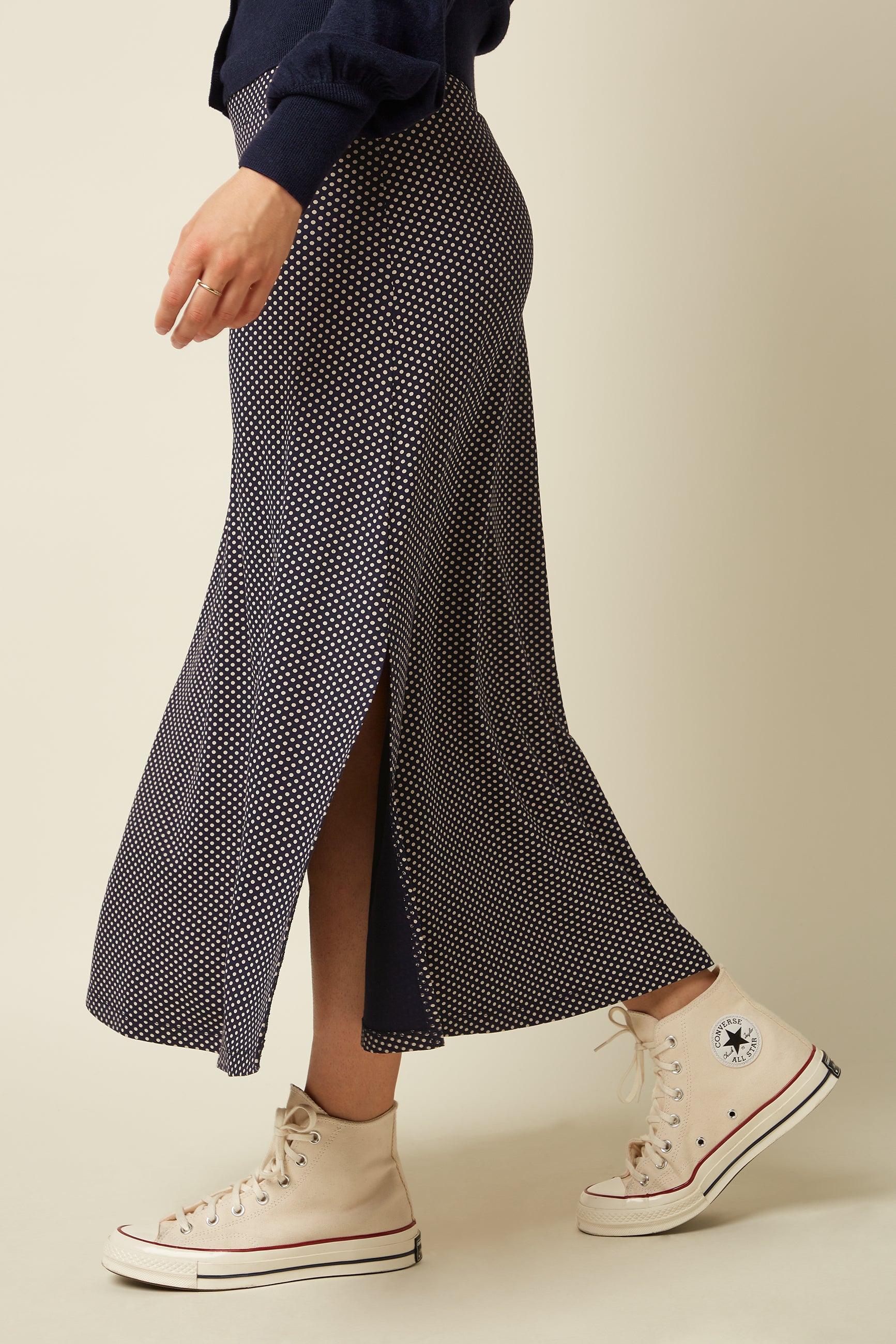Border Midi Skirt Piper - Ink Blue