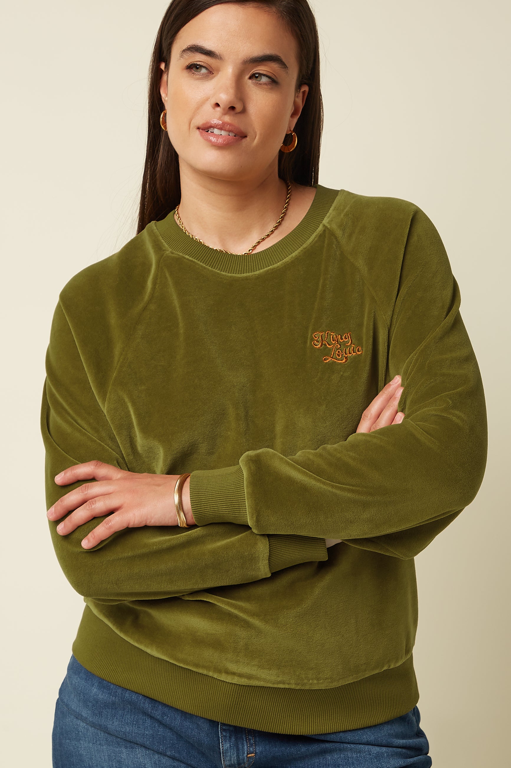 Febe Sweater Baton Velvet - Mustard Green