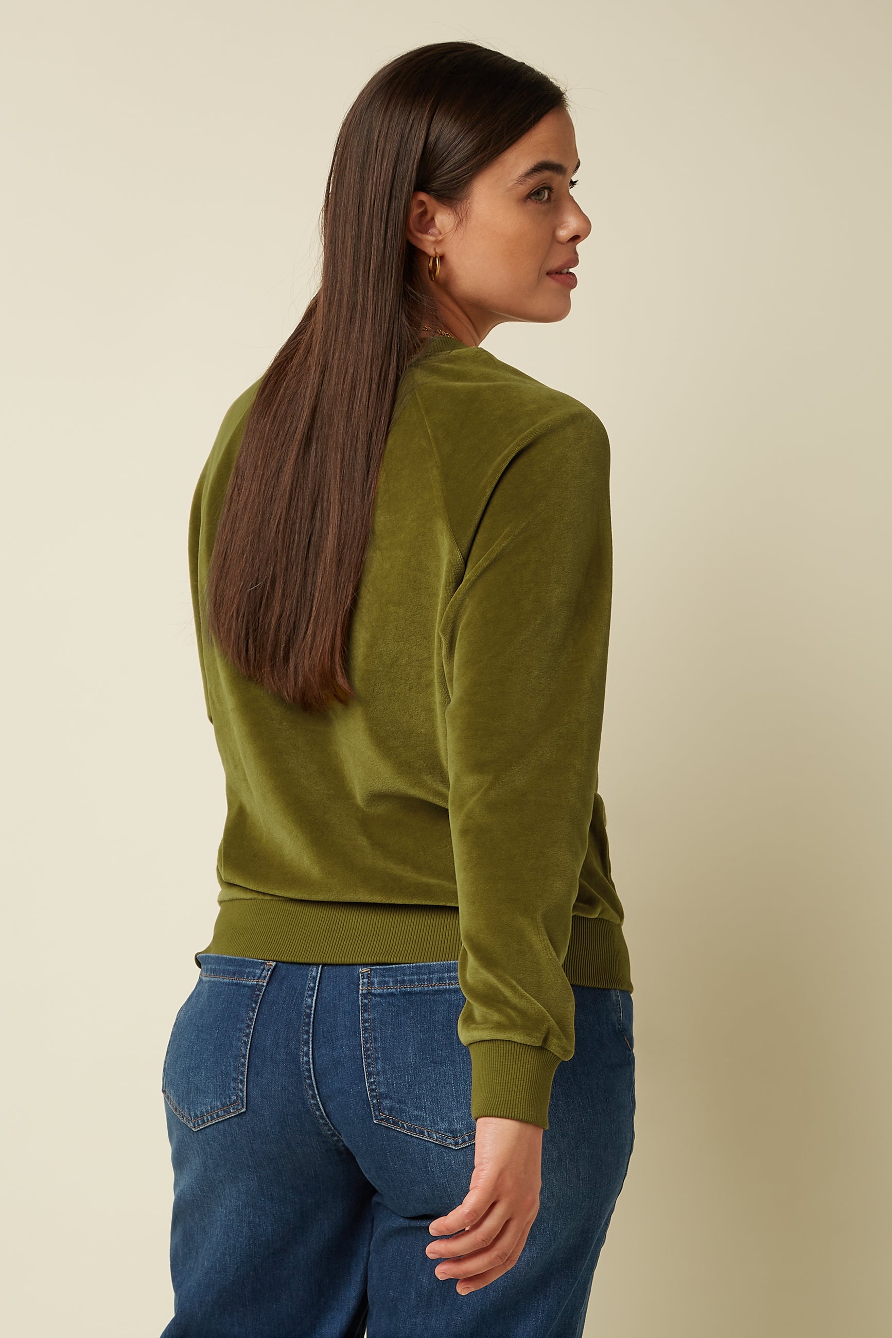 Febe Sweater Baton Velvet - Mustard Green