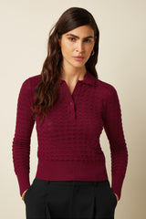 Polo Top Avel Knit - Rhubarb Red