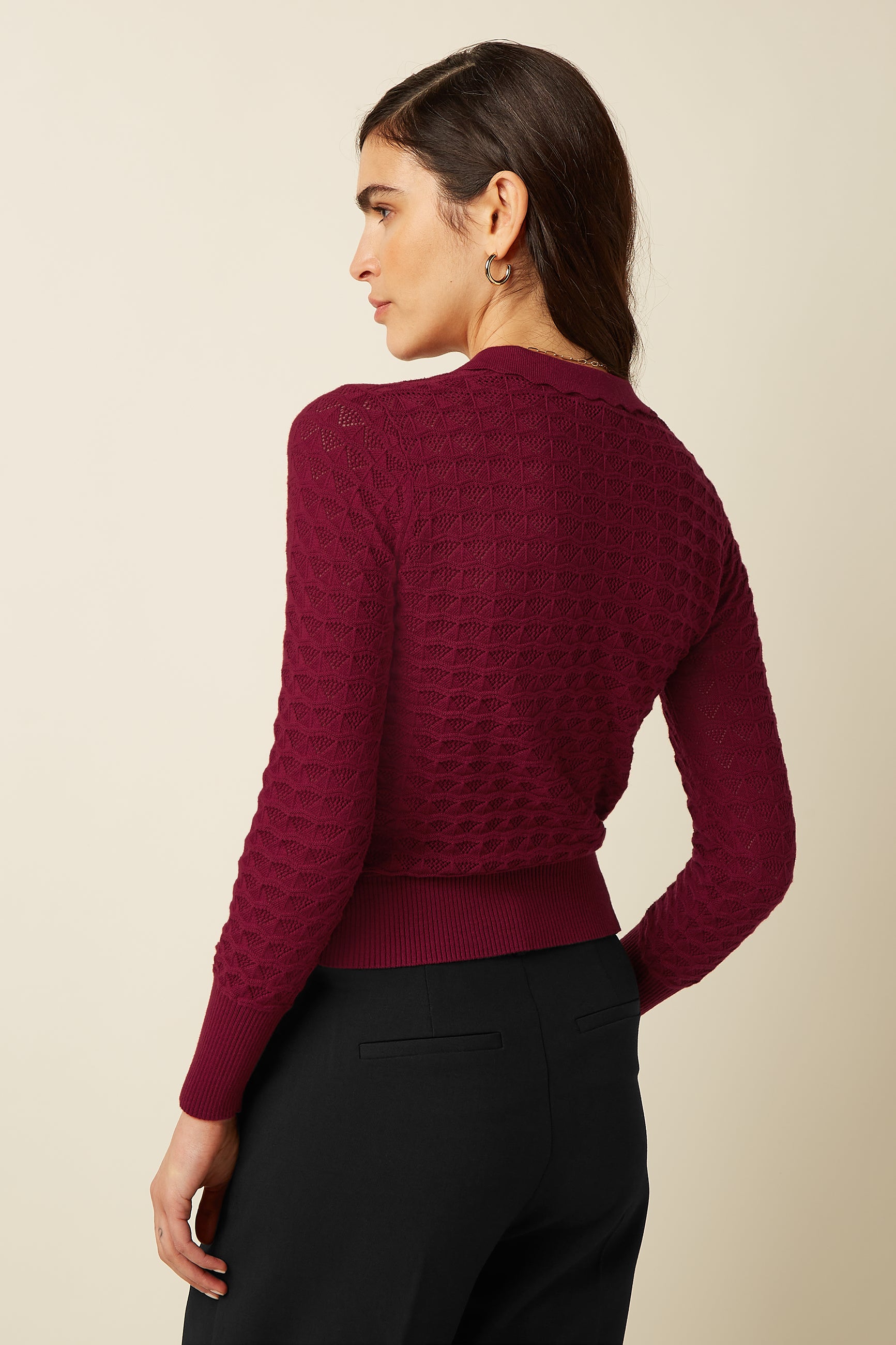 Polo Top Avel Knit - Rhubarb Red