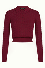 Polo Top Avel Knit - Rhubarb Red