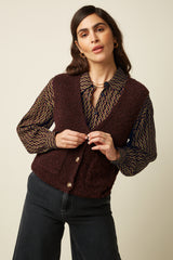 Vania Vest Boucle Knit - Grape Red