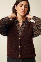 Vania Vest Boucle Knit - Grape Red