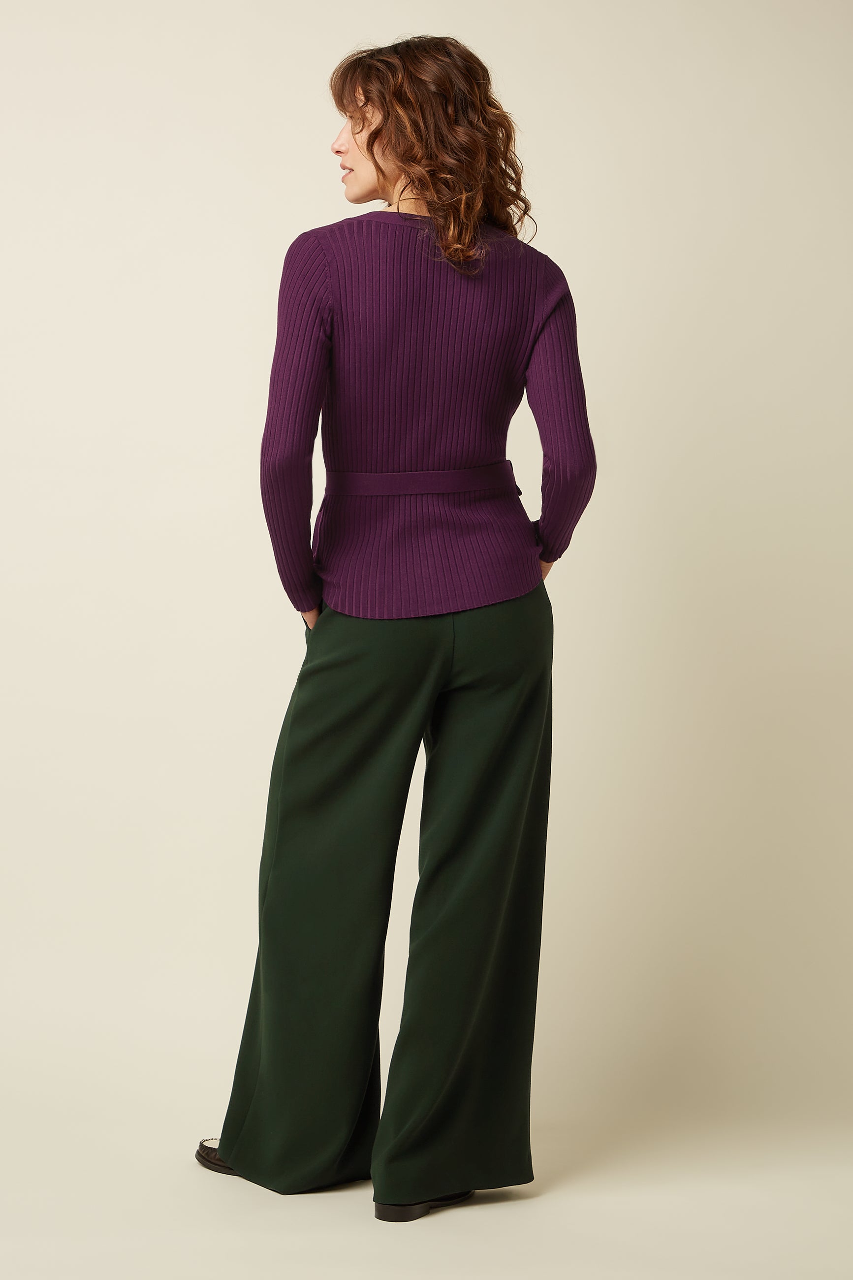 Mila Rib Cardi Match Knit - Caspia Purple