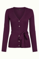 Mila Rib Cardi Match Knit - Caspia Purple