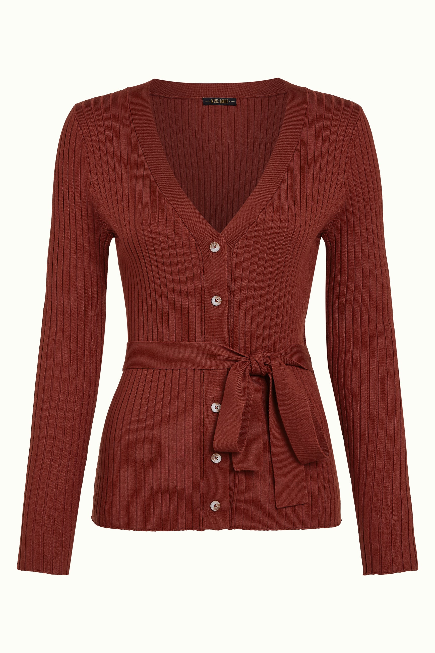 Mila Rib Cardi Match Knit - Spicy Brown