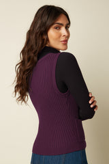 Button V Spencer Match Knit - Caspia Purple