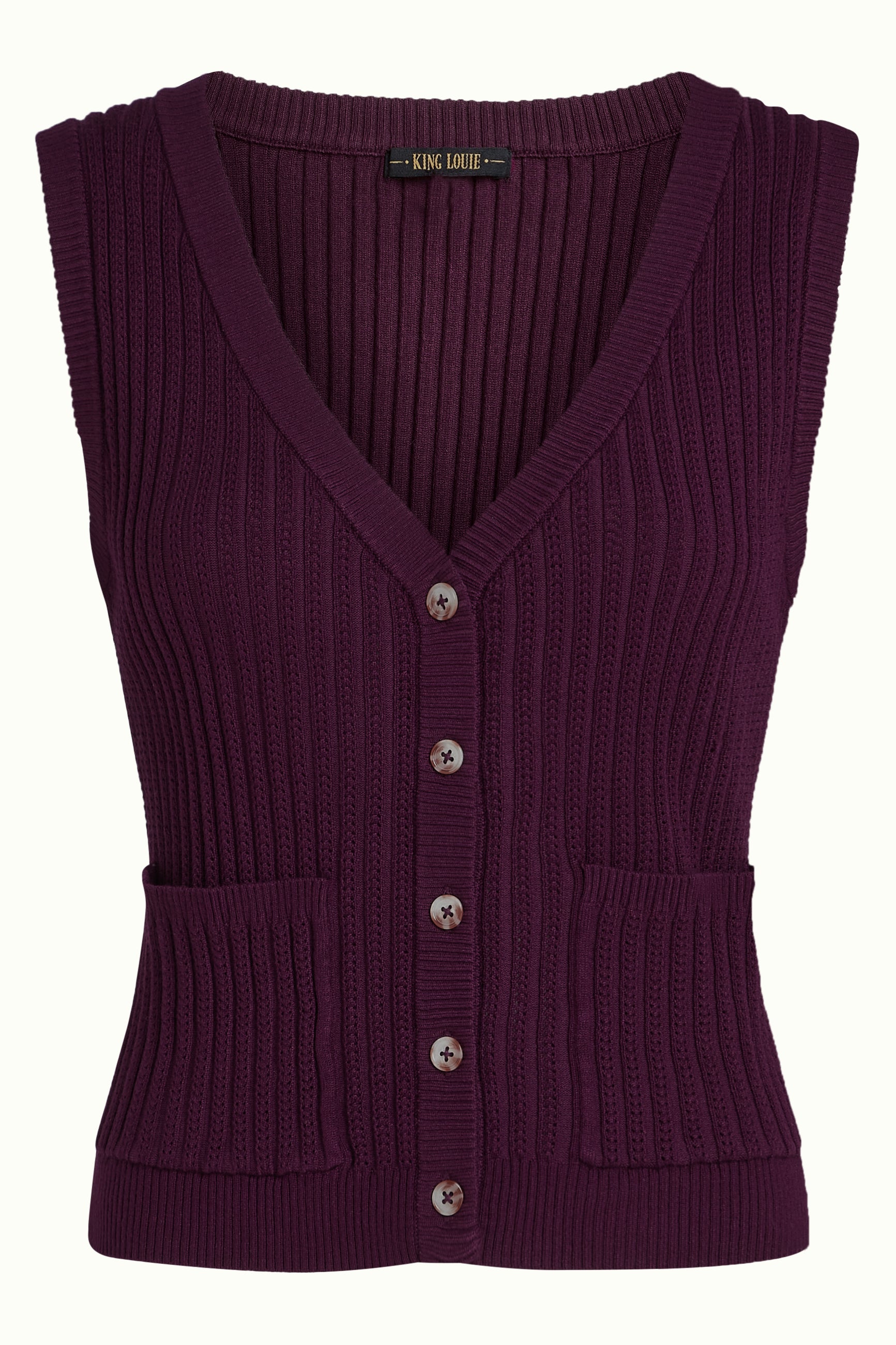Button V Spencer Match Knit - Caspia Purple