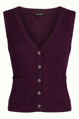 Button V Spencer Match Knit - Caspia Purple