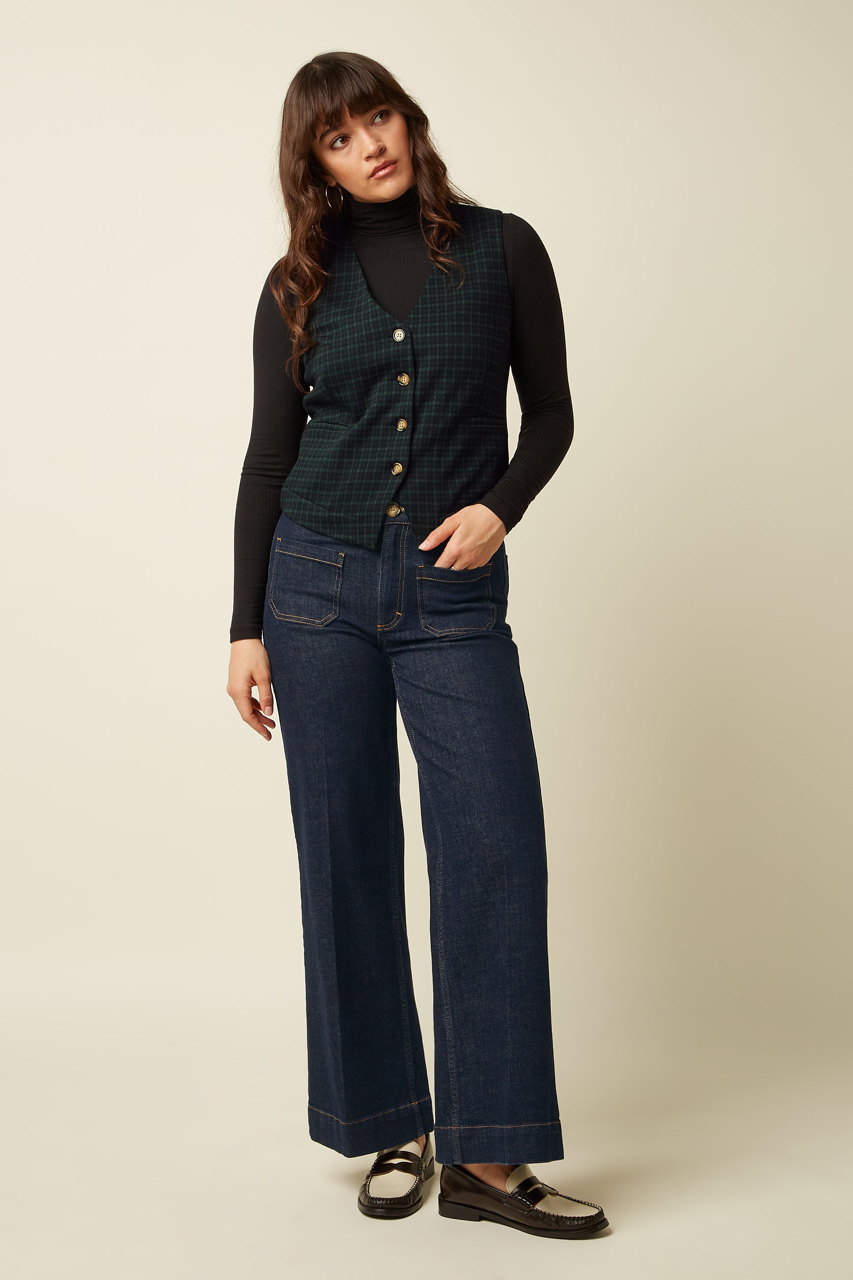 Bianca Gilet Reyna Check - Black
