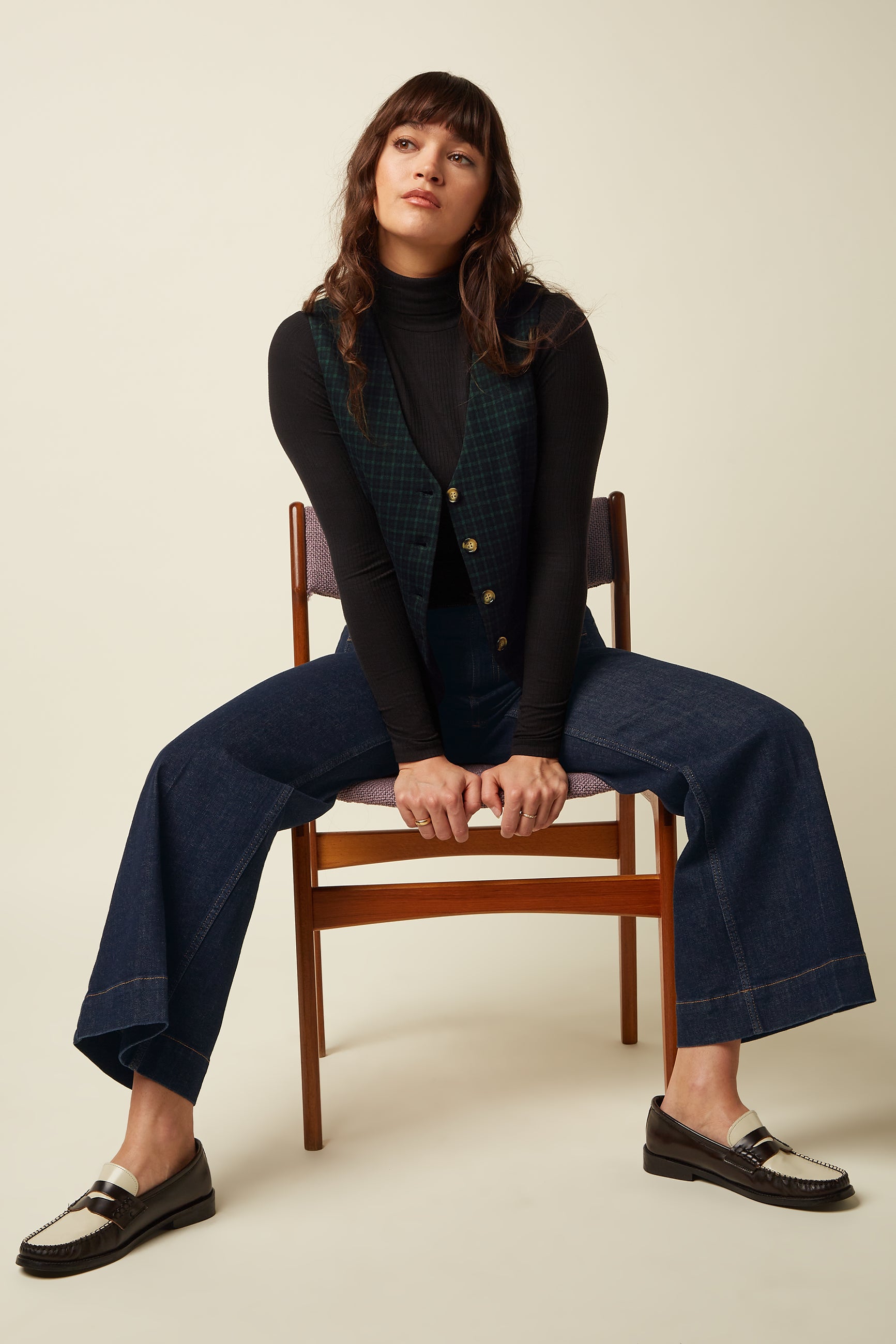Bianca Gilet Reyna Check - Black