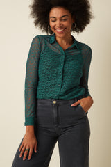Blouse Stretch Lace - Dragonfly Green