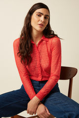 Blouse Stretch Lace - Fire Red