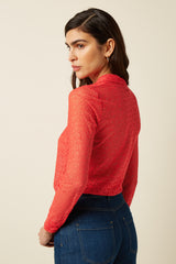 Blouse Stretch Lace - Fire Red