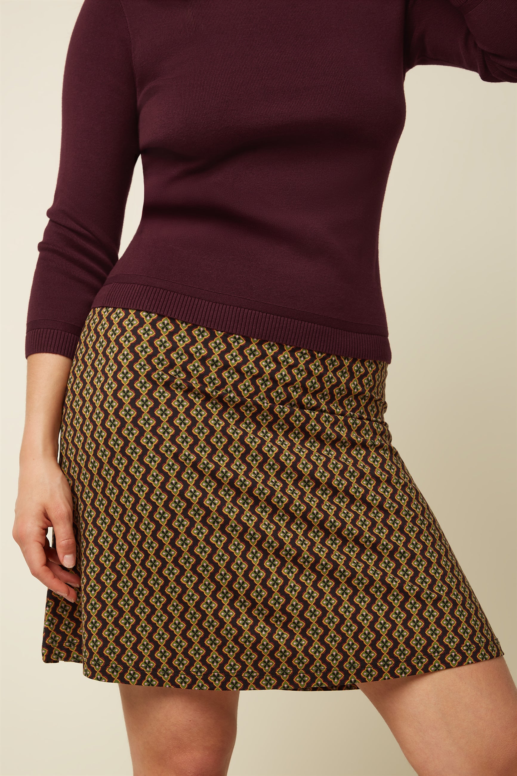 Border Skirt Turi Jersey - Black
