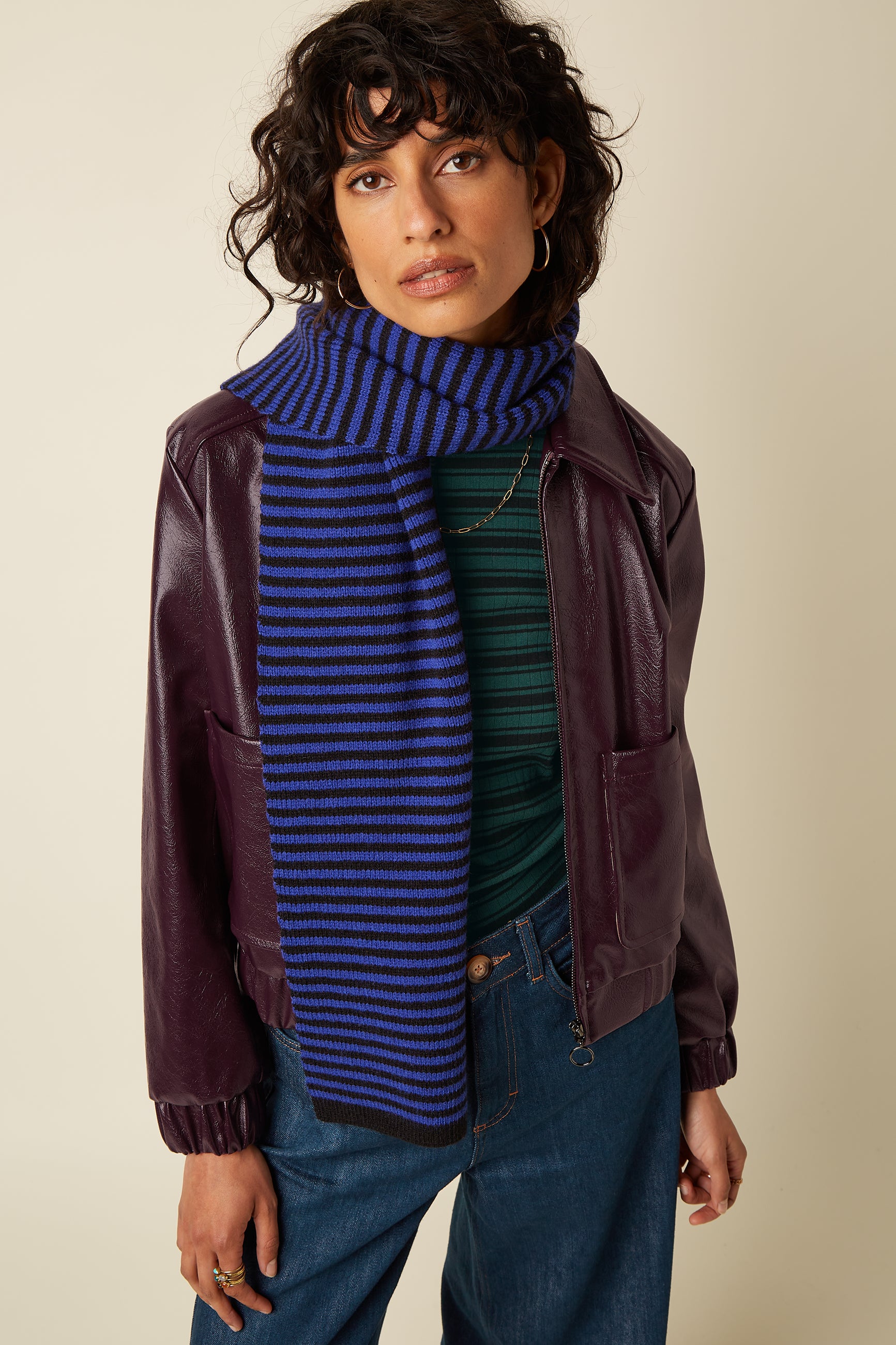 Small Stripe Scarf - Midnight