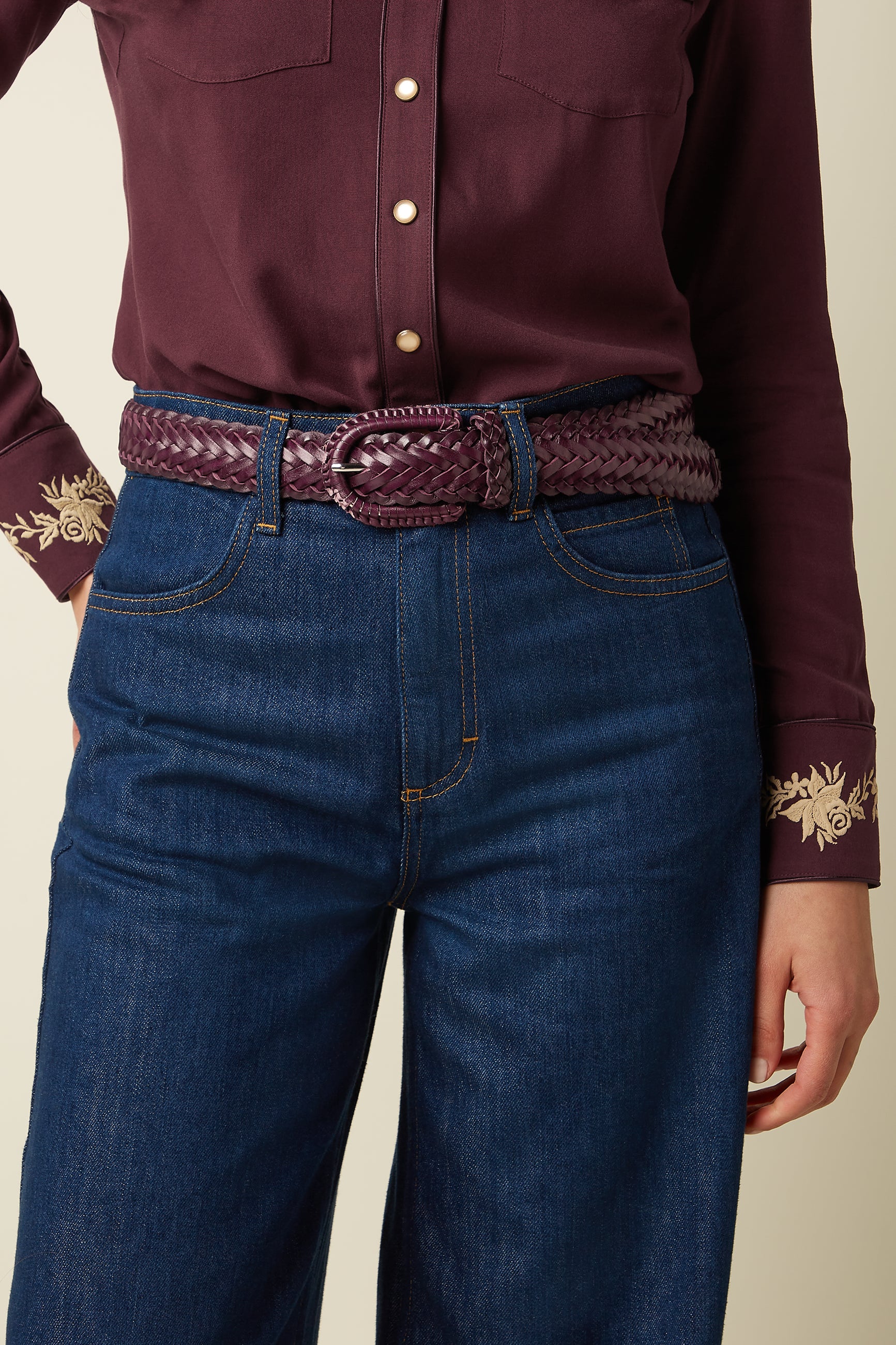 Wide Braid Belt - Porto Red