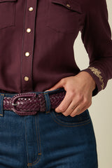 Wide Braid Belt - Porto Red