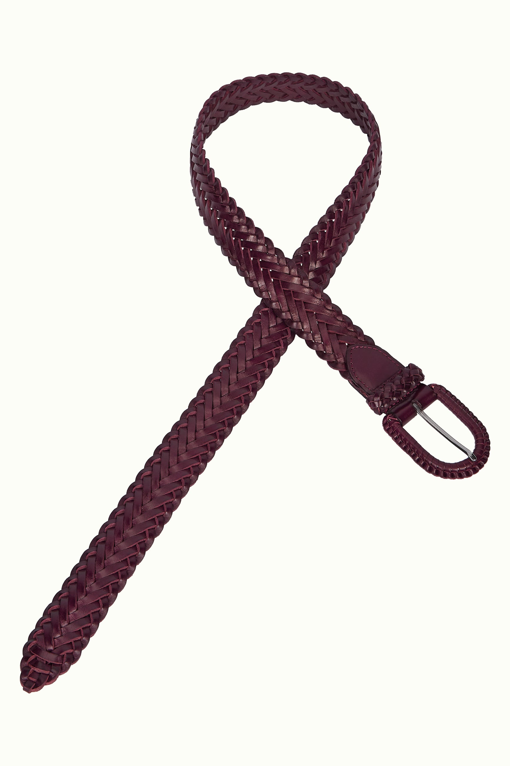 Wide Braid Belt - Porto Red