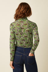 Rollneck Top Leia Mesh - Posey Green