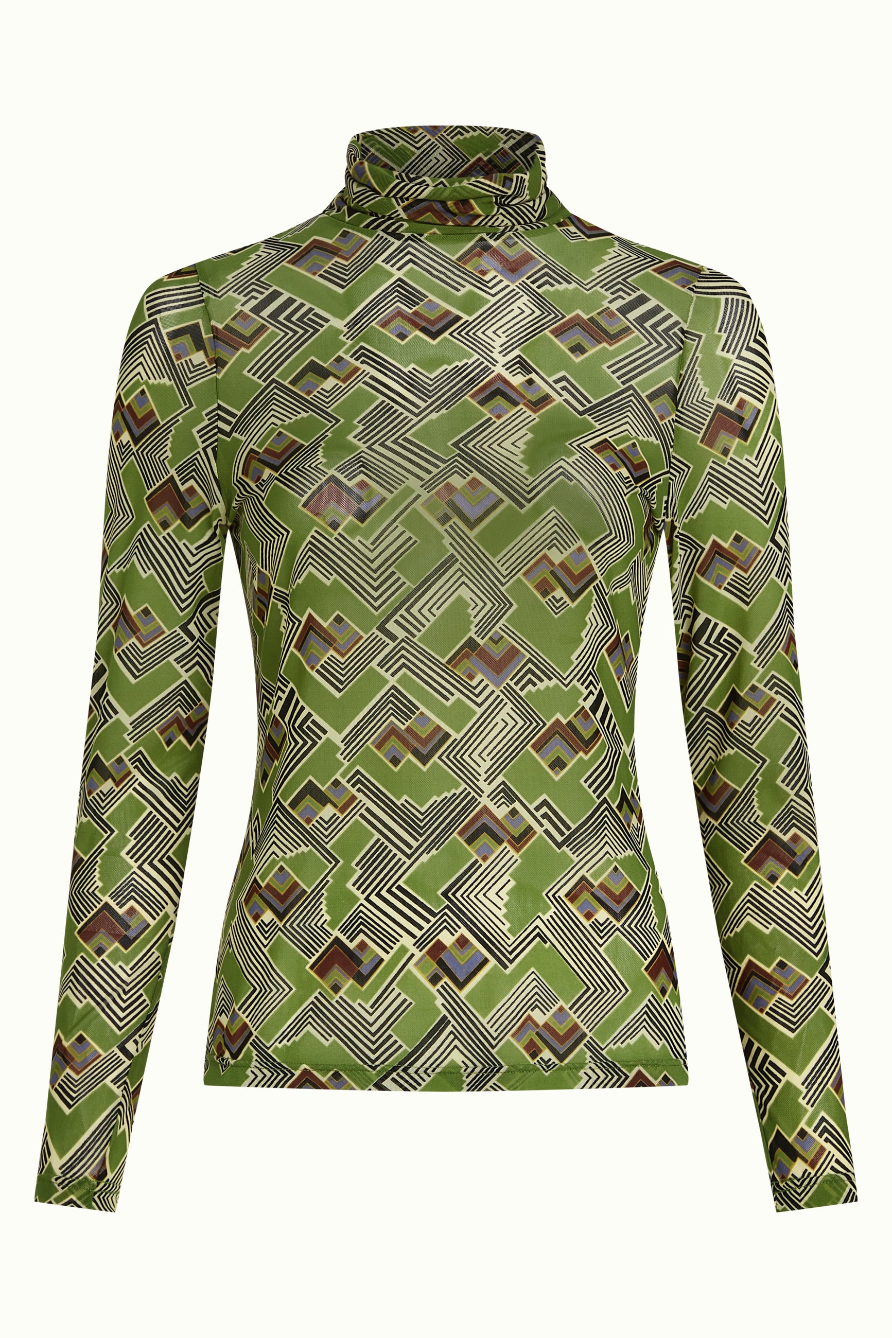 Rollneck Top Leia Mesh - Posey Green