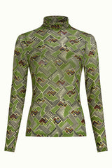Rollneck Top Leia Mesh - Posey Green
