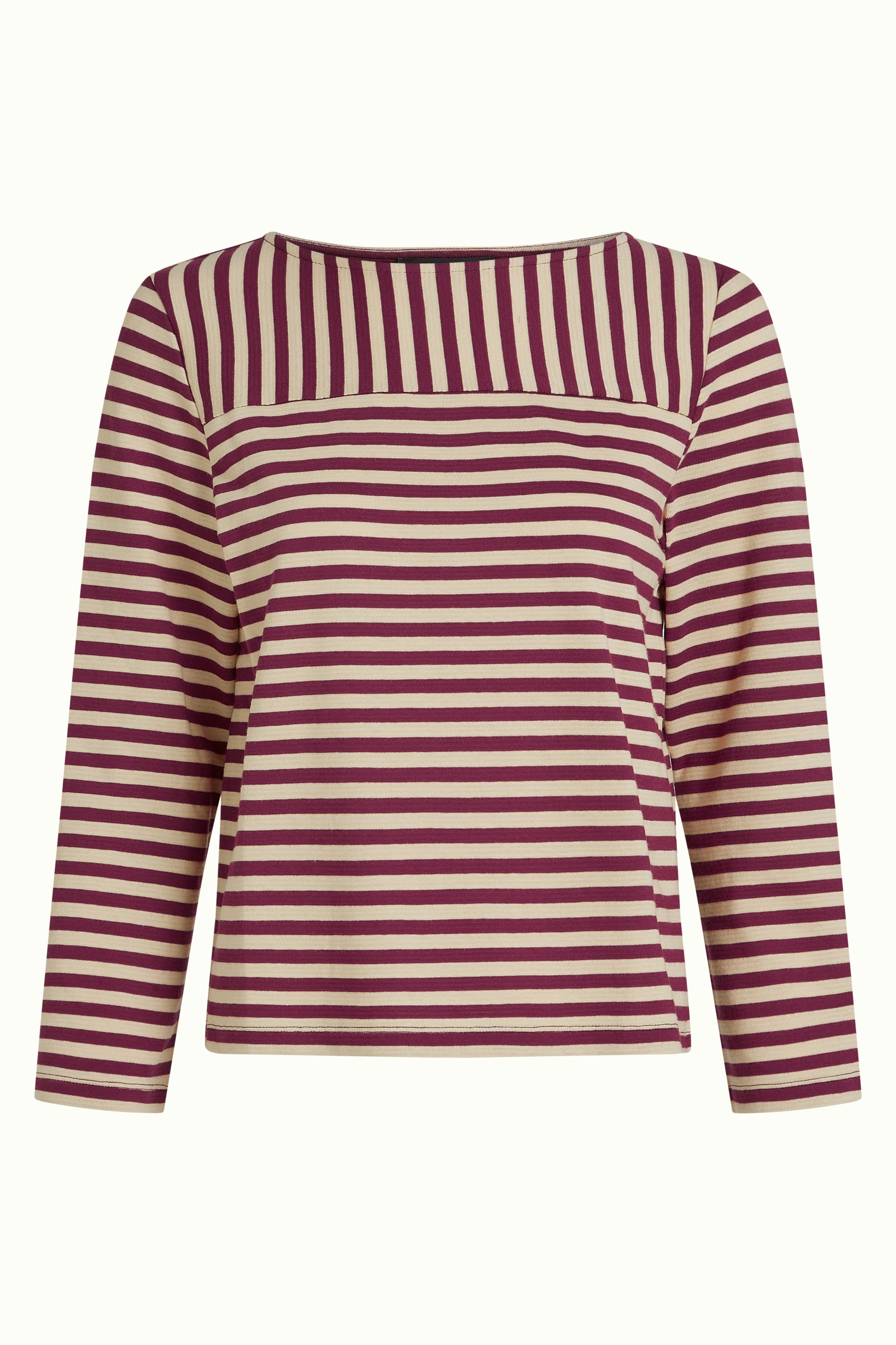 Boatneck Yoke Top Chopito Stripe - Cabernet Red