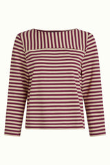 Boatneck Yoke Top Chopito Stripe - Cabernet Red