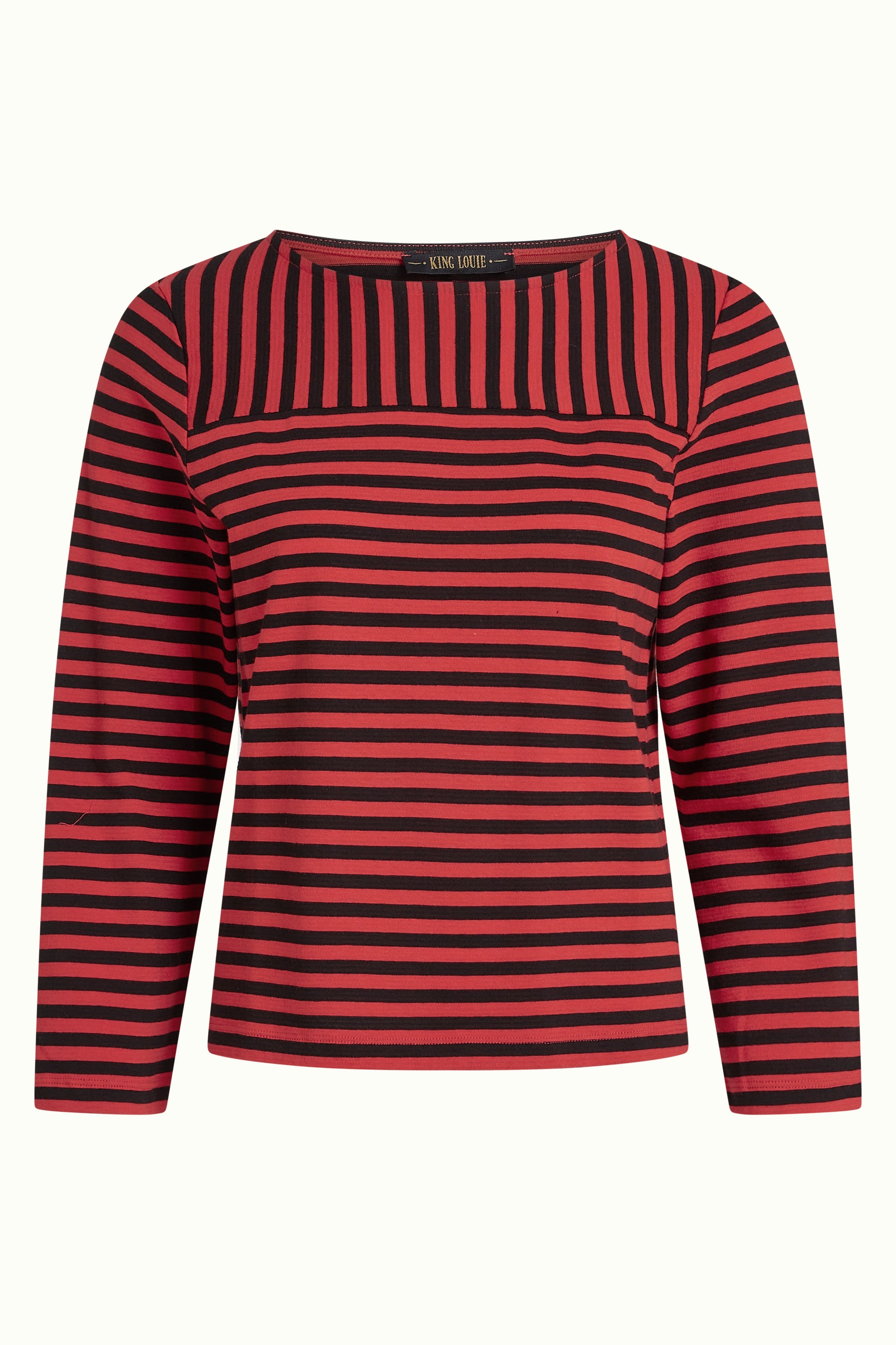 Boatneck Yoke Top Chopito Stripe - Fire Red