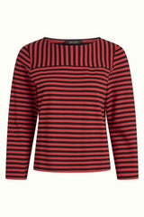 Boatneck Yoke Top Chopito Stripe - Fire Red