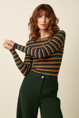 Lili Top Lottie Stripe - Botanical Green