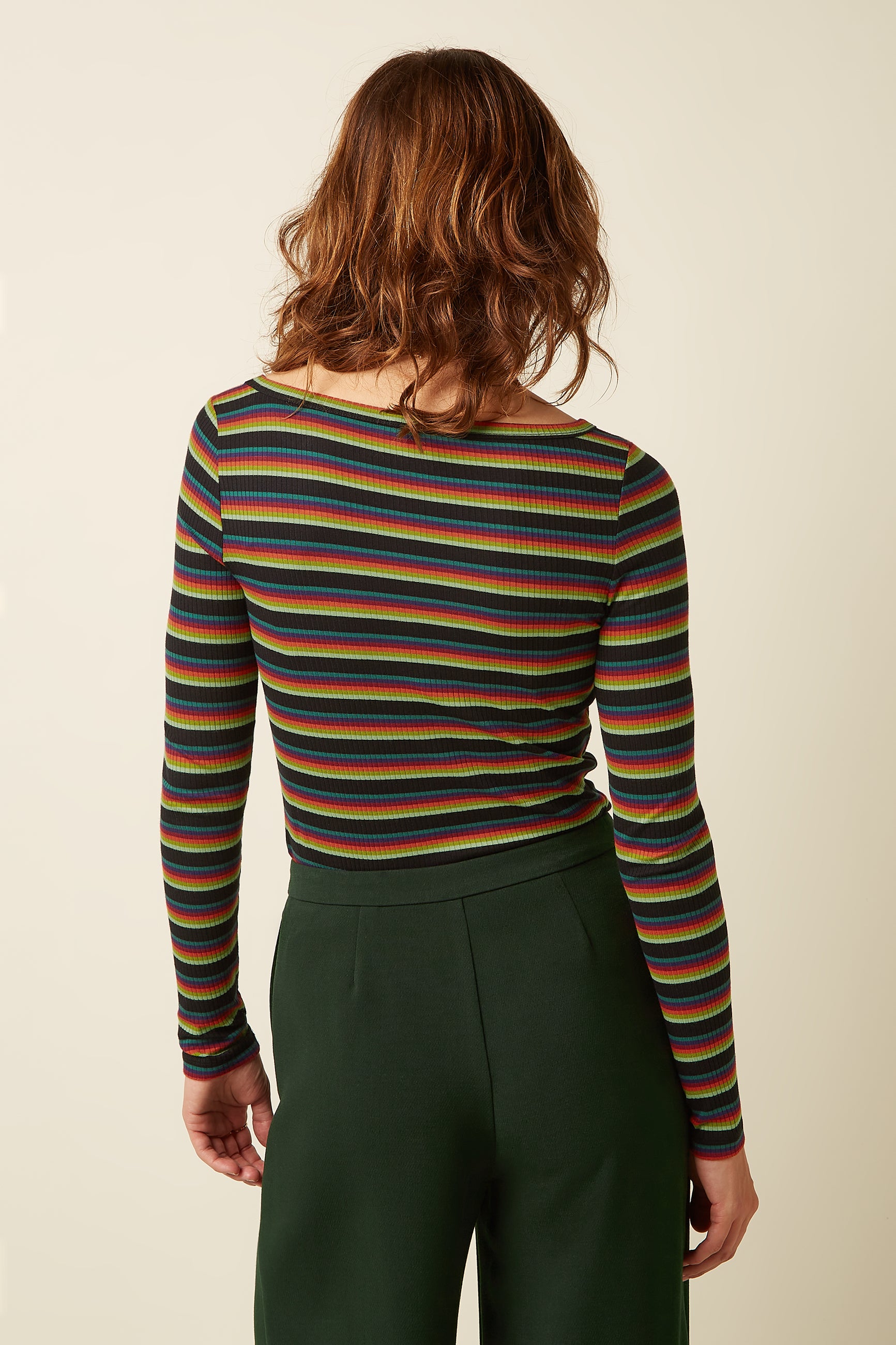 Lili Top Lottie Stripe - Botanical Green