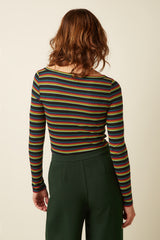 Lili Top Lottie Stripe - Botanical Green
