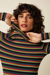 Rollneck Top Lottie Stripe - Botanical Green