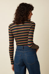 Rollneck Top Lottie Stripe - Botanical Green