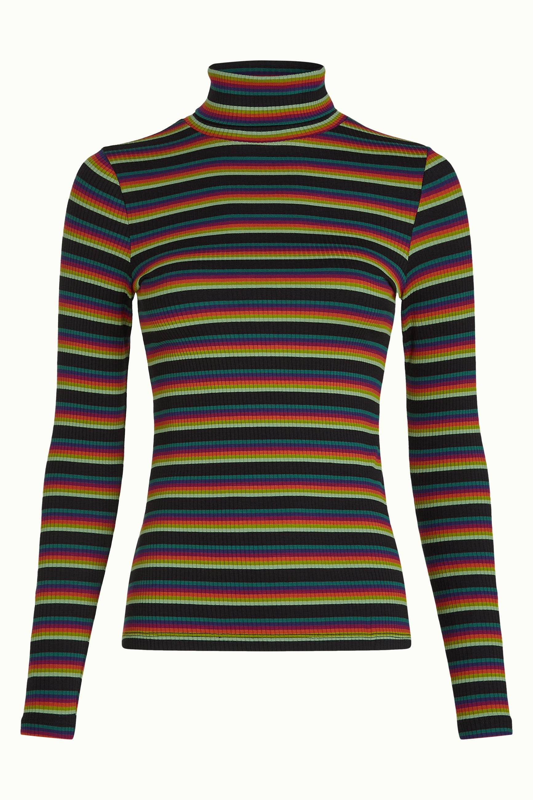 Rollneck Top Lottie Stripe - Botanical Green