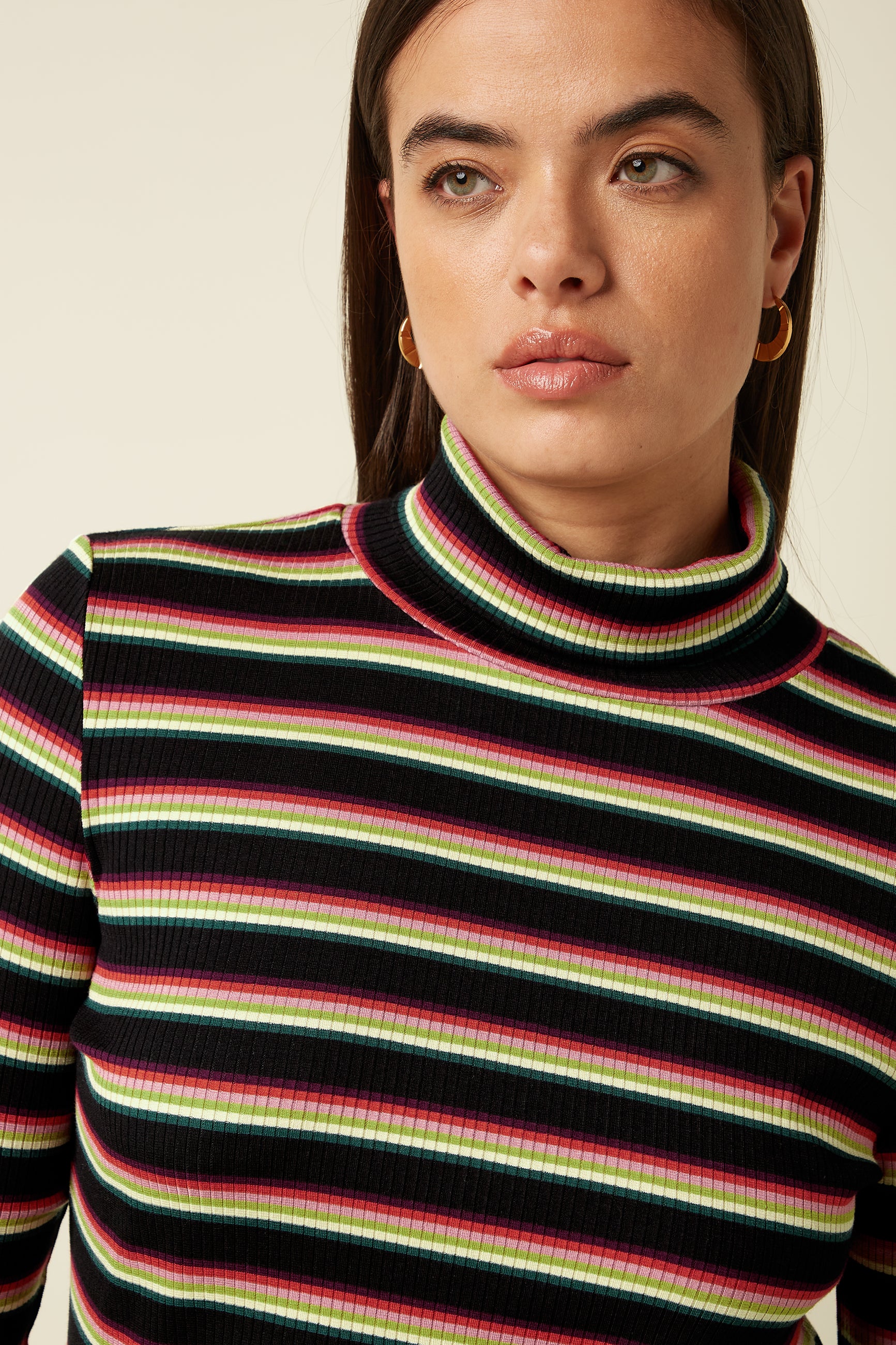 Rollneck Top Lottie Stripe - Imperial Purple